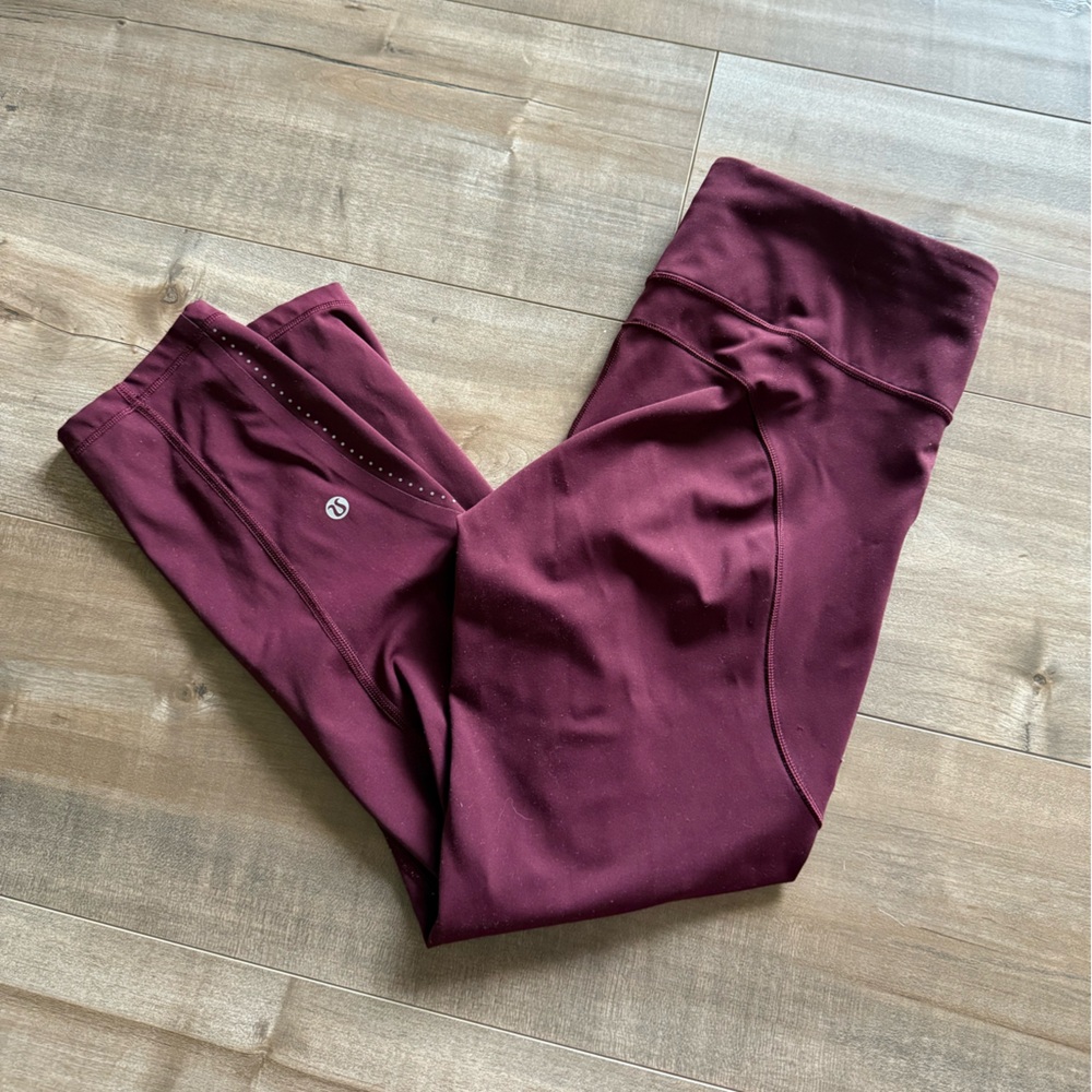 Lululemon Fast and Free 3/4 Leggings Burgundy